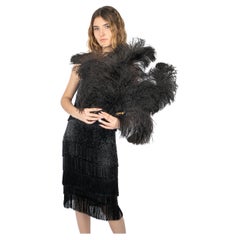 Black feather fan circa 1900