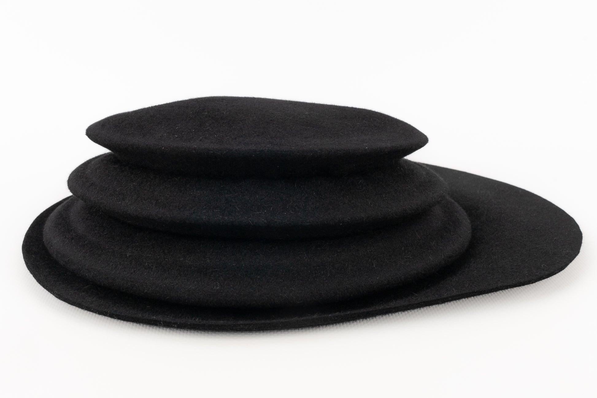 Orange Black Felt Accordion Hat