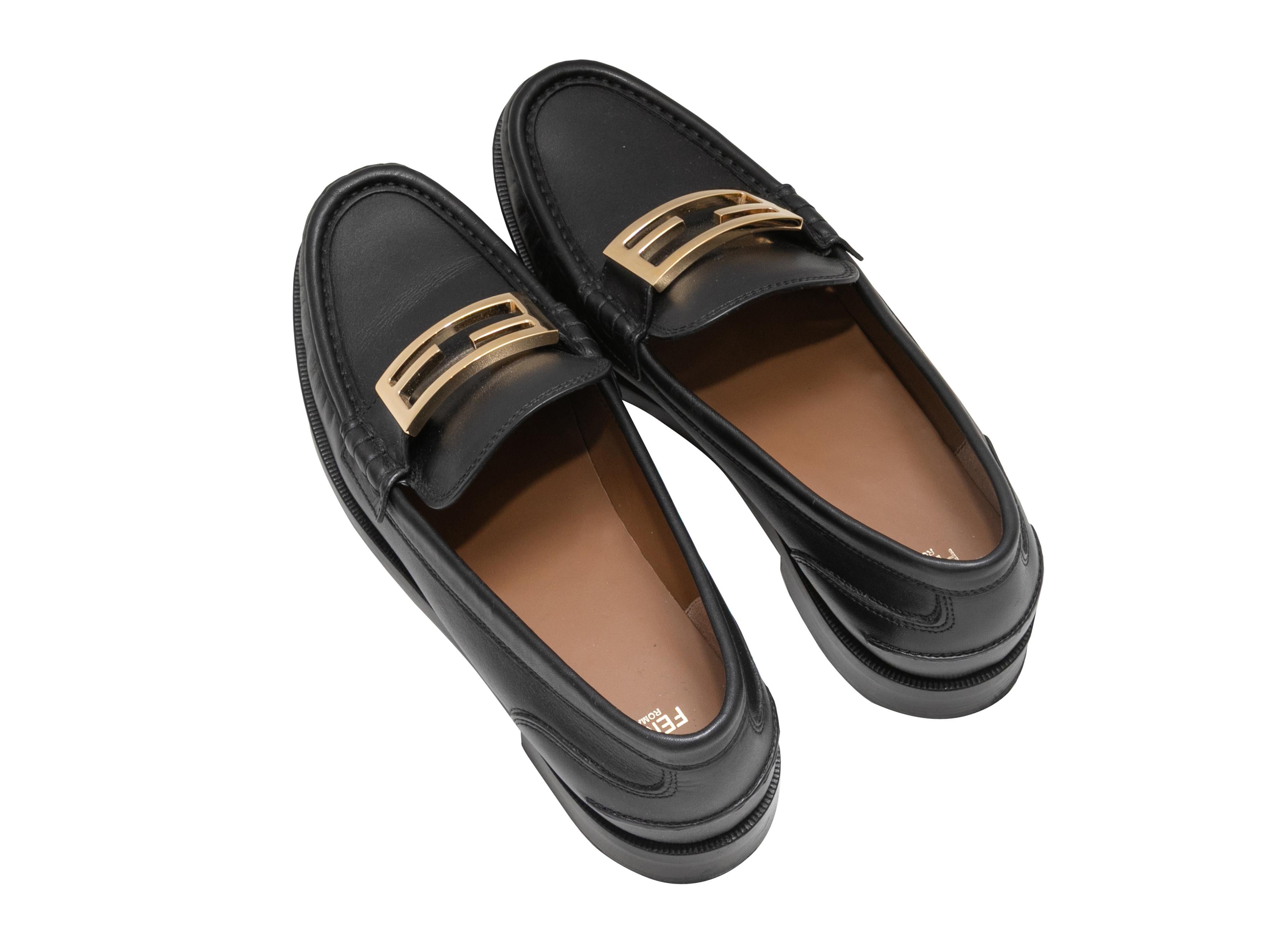 Women's Black Fendi Leather Loafers Size 42 For Sale