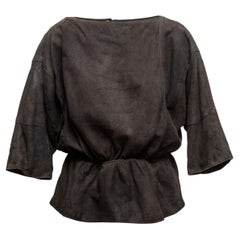 Top à manches trois-quarts en daim noir Fendi Taille US L