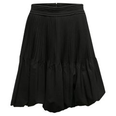 Fendi jupe à ourlet bulle plissé en laine vierge noire, taille IT 44