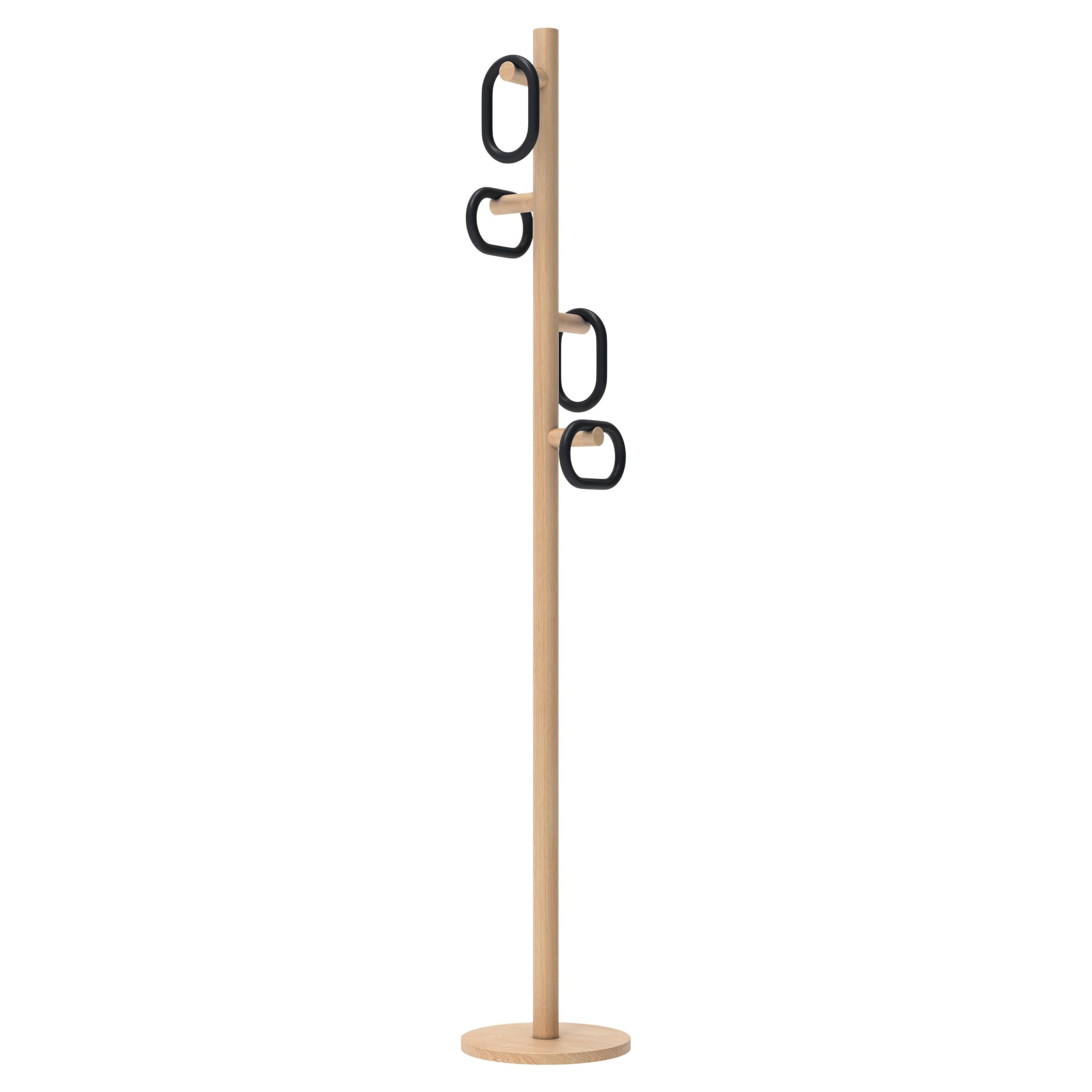 Porte-manteau Fernand noir Chêne naturel par HARTO