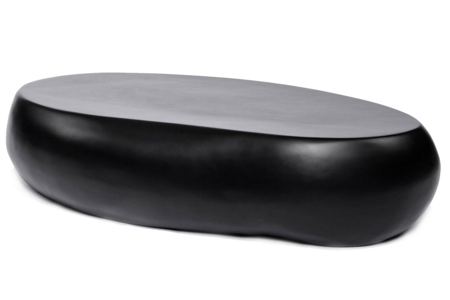 Organic Modern Black Fiberglass Slab Coffee Table, Imperfetto