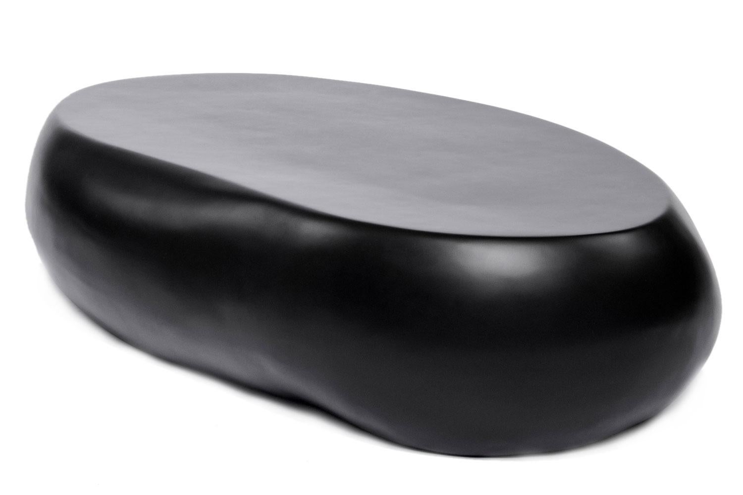 Italian Black Fiberglass Slab Coffee Table, Imperfetto