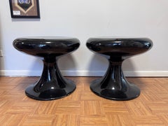 Black Fiberglass Space Age Mushroom Stools, c. 1970, in the Manner of Castle