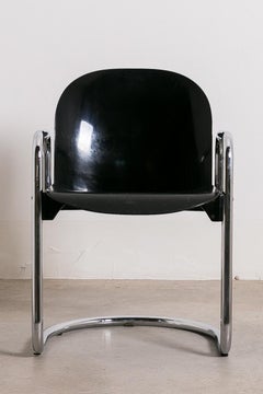 Black Fibreglass Dialogo Dining Chair Set by Tobia & Afra Scarpa, 1970, Italy