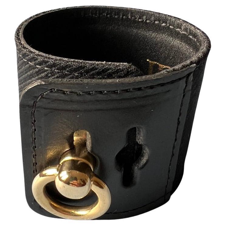 Black Fine Wool Black Leather Bracelet Calfskin Gold Plated Brass 

Designer: J Dauphin

Size: Small / Medium ( 6 1/2