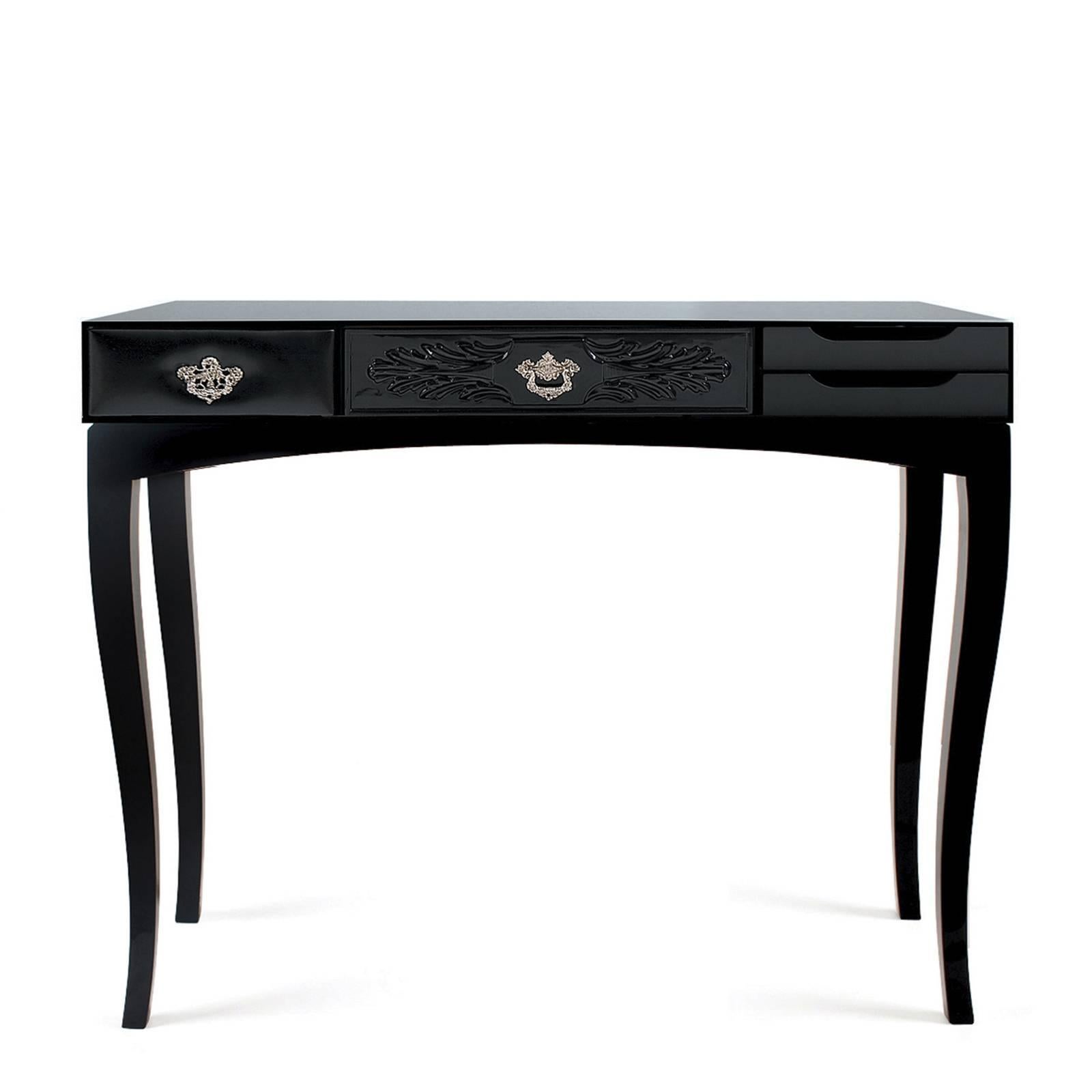 Hand-Crafted Black Finishes Console Table For Sale