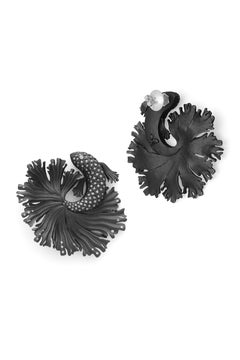 Eco-Chic Black Fish Earrings: Recycled Aluminium, 18kt & 14kt Gold & Diamonds