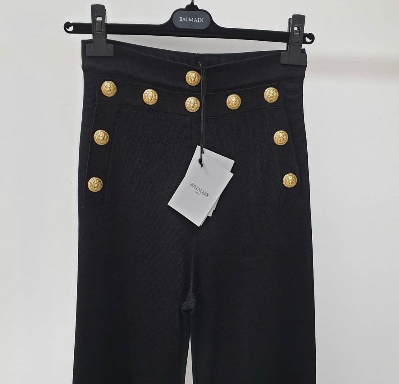 Black Flared Gold-tone Double-breasted Closure Pants  In New Condition In Krakow, PL