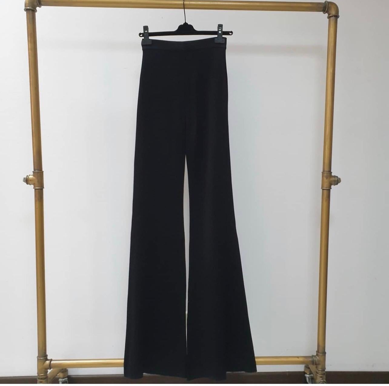 Black Flared Gold-tone Double-breasted Closure Pants  1