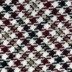 BLACK FLEECE Beige & Burgundy Houndstooth Wool Skinny Tie