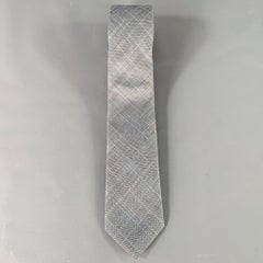 BLACK FLEECE Cravatta skinny in lana grigia a quadri bianchi