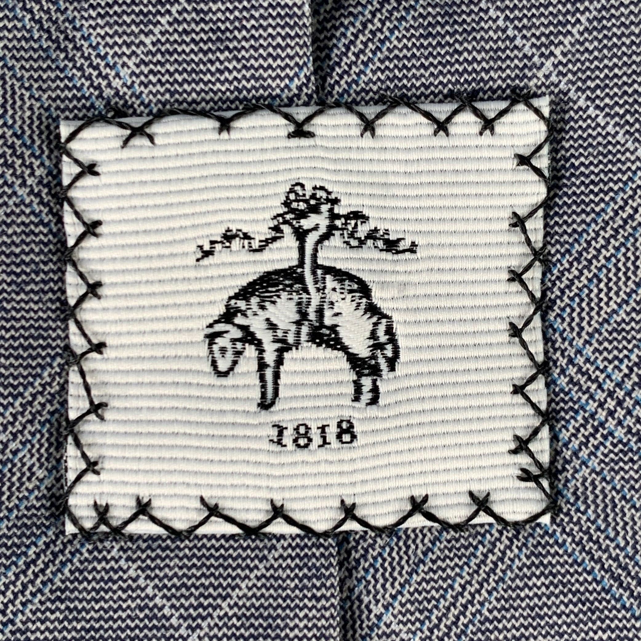Gray BLACK FLEECE Grey White Plaid Wool Skinny Tie For Sale