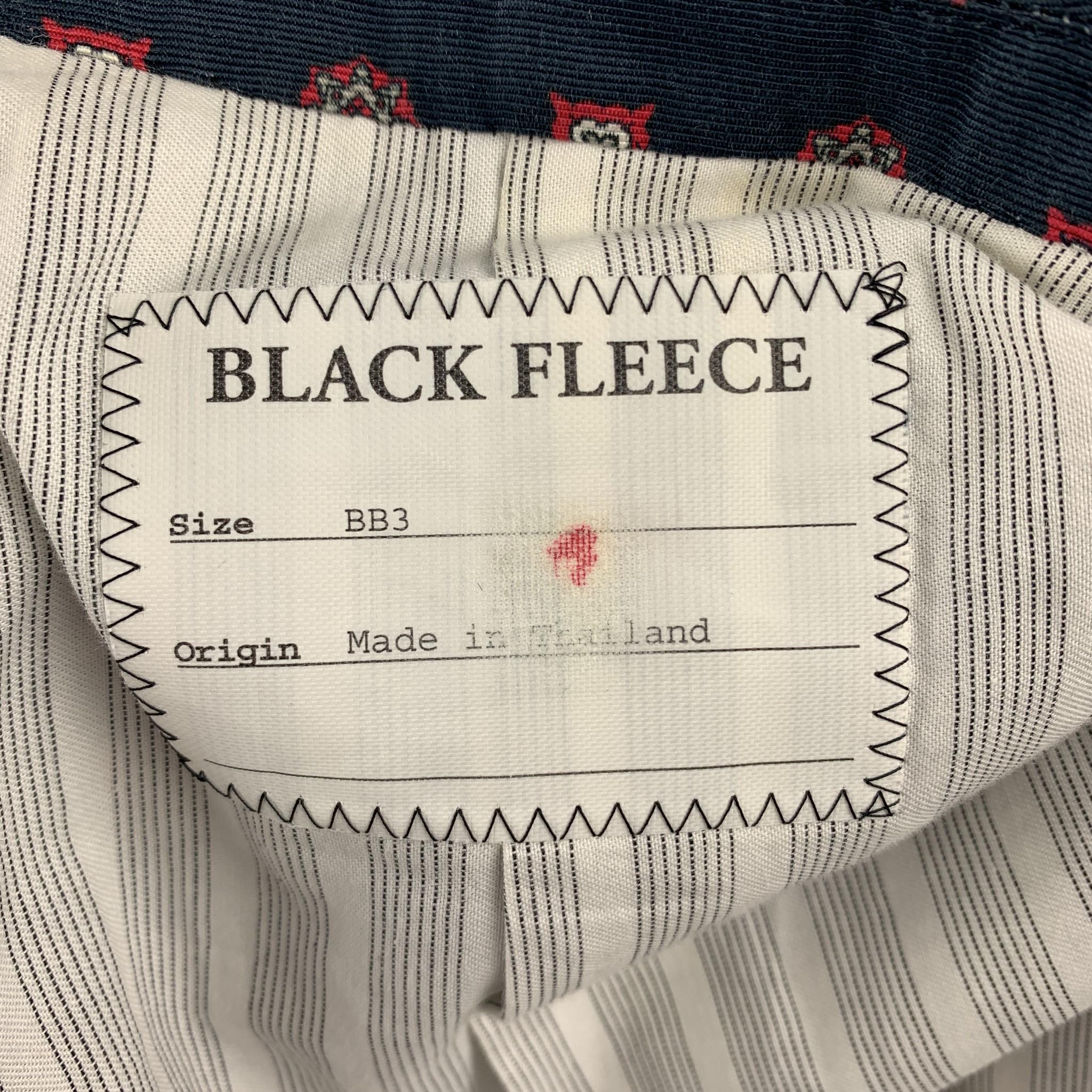 BLACK FLEECE Navy Print Cotton / Viscose Notch Lapel Sport Coat In Good Condition In San Francisco, CA