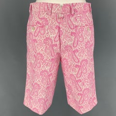 BLACK FLEECE Größe 28 Rosa Weiß Paisley Baumwolle Zip Fly Shorts