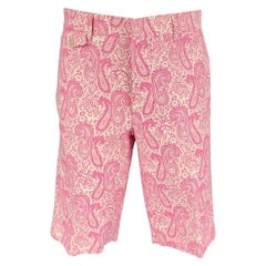 BLACK FLEECE Size 28 Pink White Paisley Cotton Zip Fly Shorts