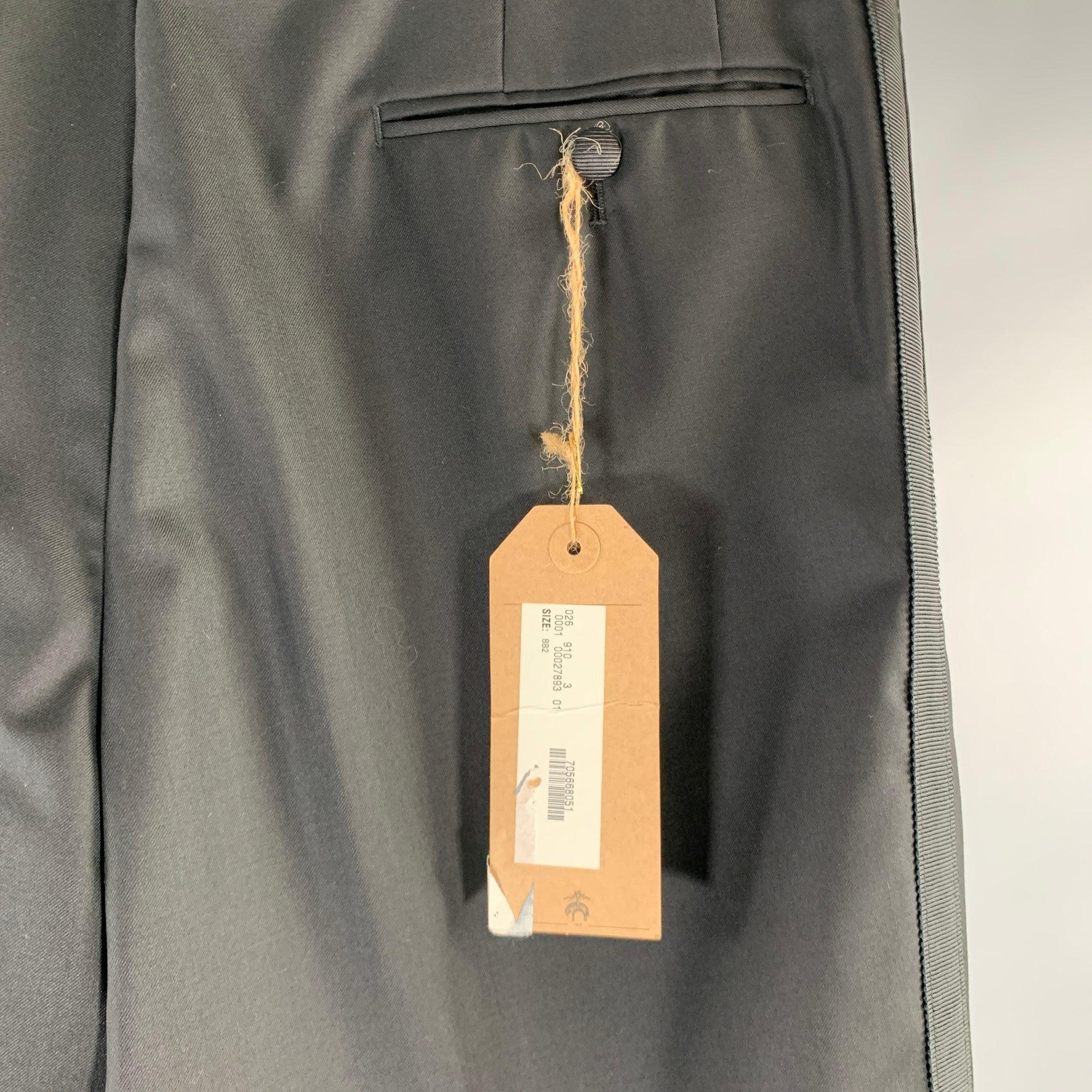 BLACK FLEECE Size 32 Black Wool Tuxedo Dress Pants In Good Condition For Sale In San Francisco, CA