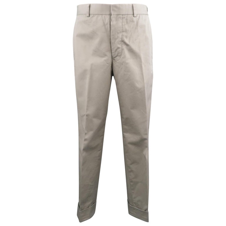 BLACK FLEECE Size 32 Light Gray Cotton Cuffed Chino Pants For Sale at ...