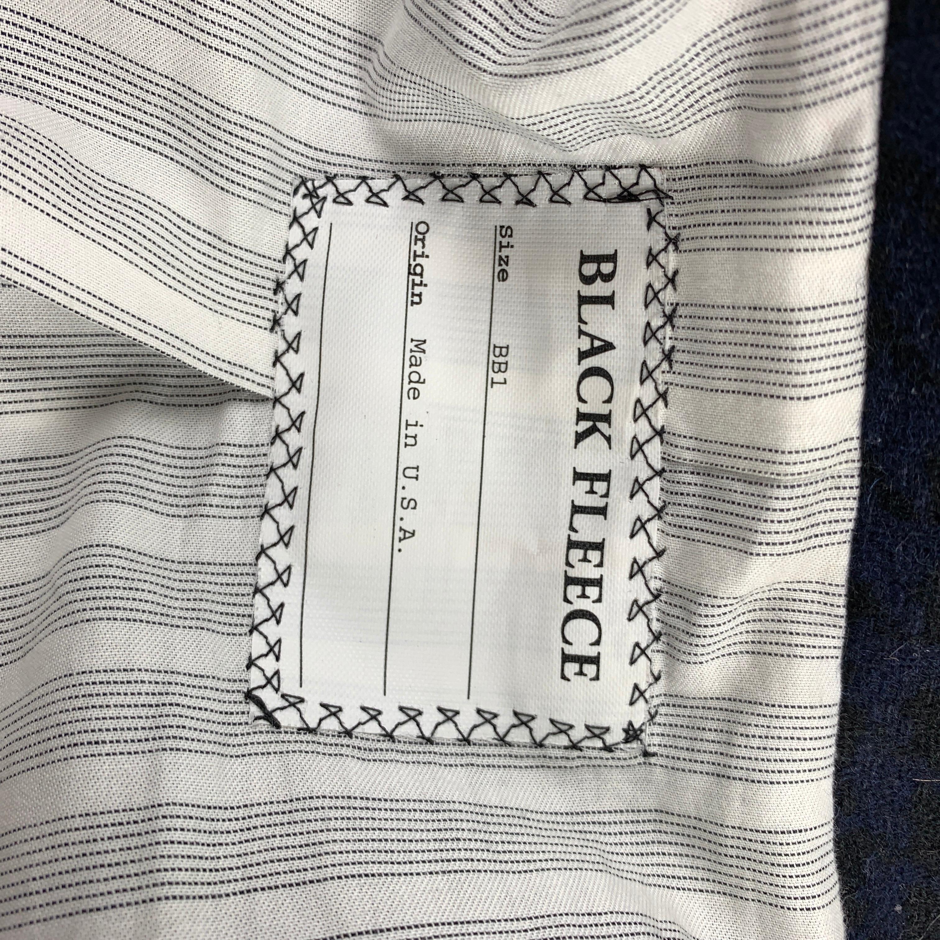 BLACK FLEECE Size 38 Black & Navy Houndstooth Wool Tuxedo Suit 5