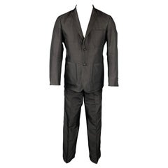 BLACK FLEECE Size 38 Black Silk Flat Front Notch Lapel Tuxedo Suit