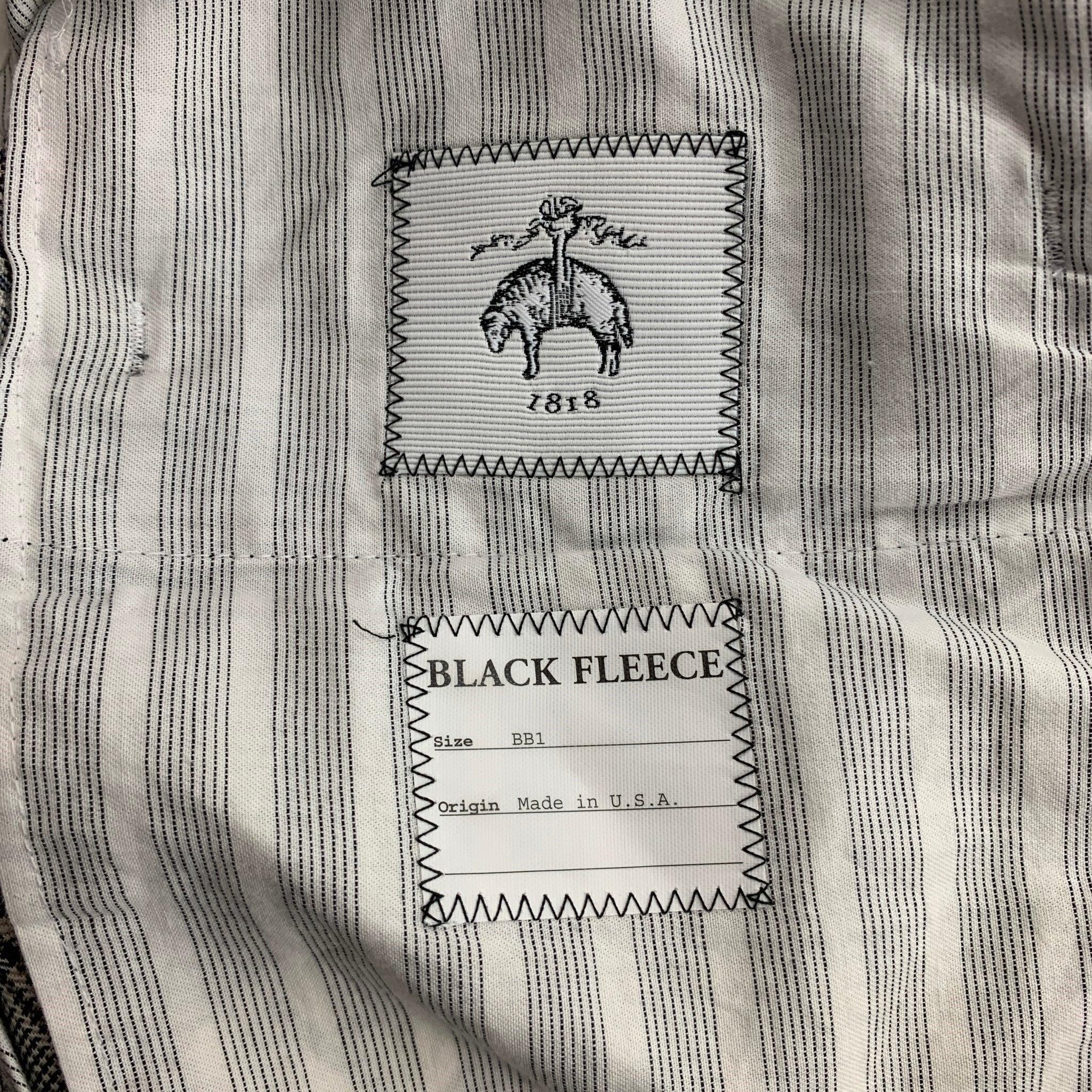 BLACK FLEECE Size 38 Black White Glenplaid Wool Blend Notch Lapel Suit For Sale 6