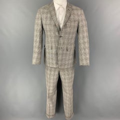 BLACK FLEECE Taglia 38 Abito in misto lana bianco e nero Glenplaid con risvolto a tacca