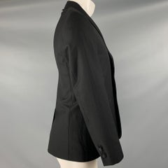 BLACK FLEECE Size 38 Black Wool Notch Lapel Sport Coat