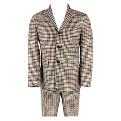 BLACK FLEECE Größe 38 Burgundergrau Creme karierte Wollmischung 31  Anzug
