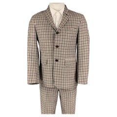 BLACK FLEECE Size 38 Burgundy Grey Cream Checkered Wool Blend 31 Suit