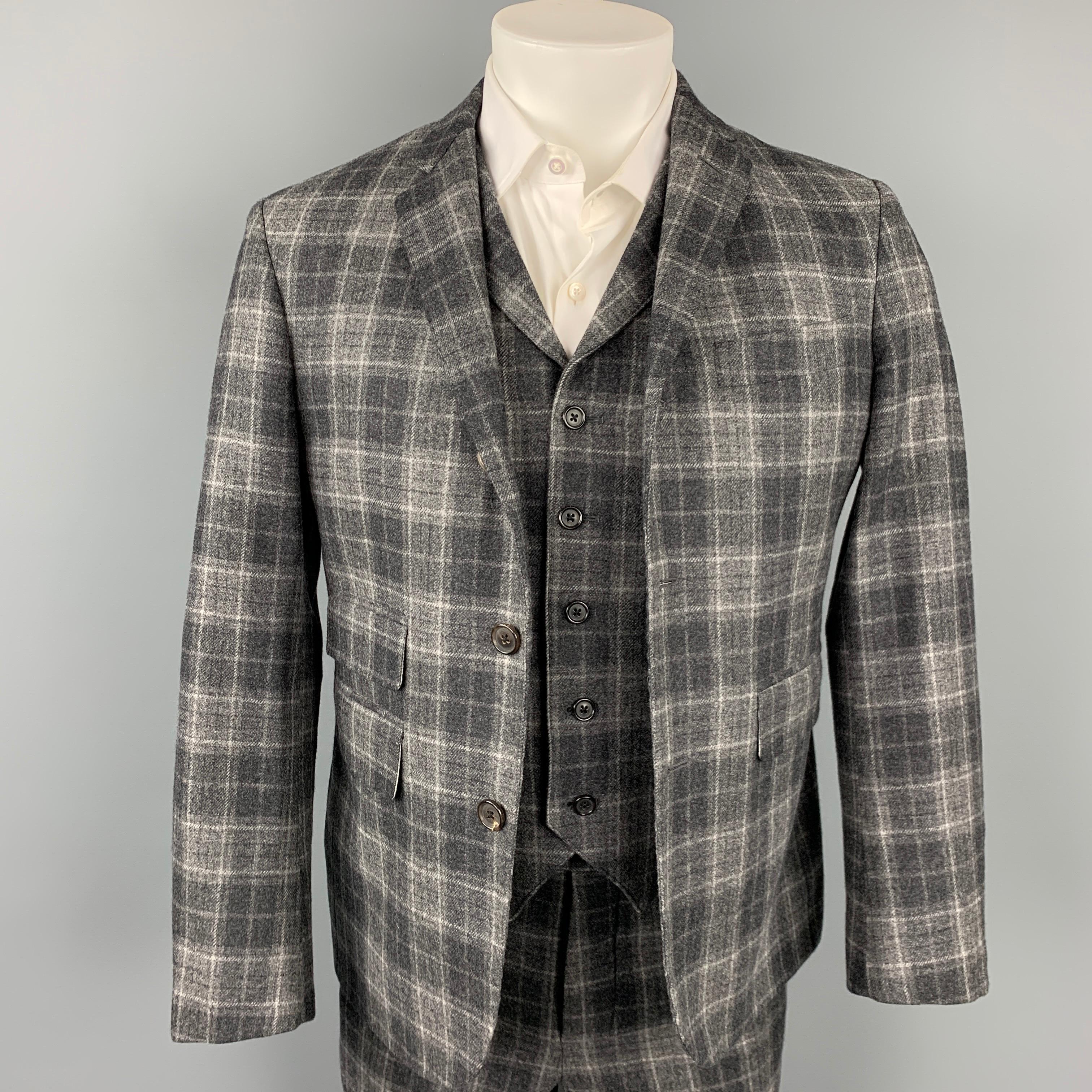 dark gray plaid suit