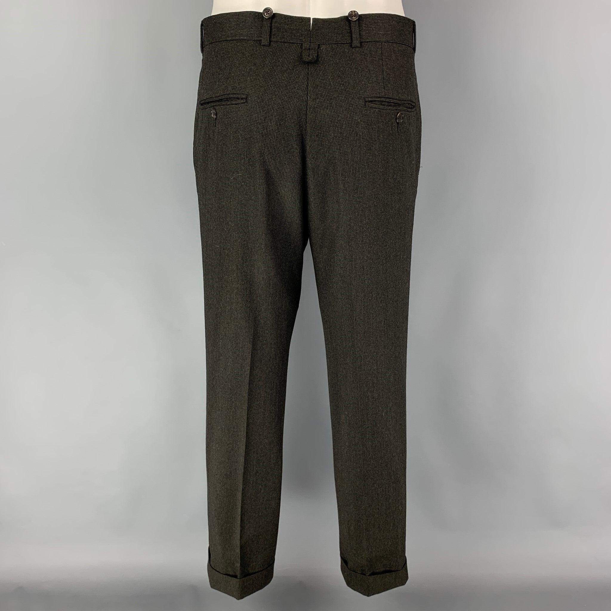 Black Fleece Taille 38 Gris Charcoal Grid Wool Notch Lapel 31 31 Suit en vente 3