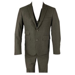 BLACK FLEECE Size 38 Grey Charcoal Grid Wool Notch Lapel 31 31 Suit