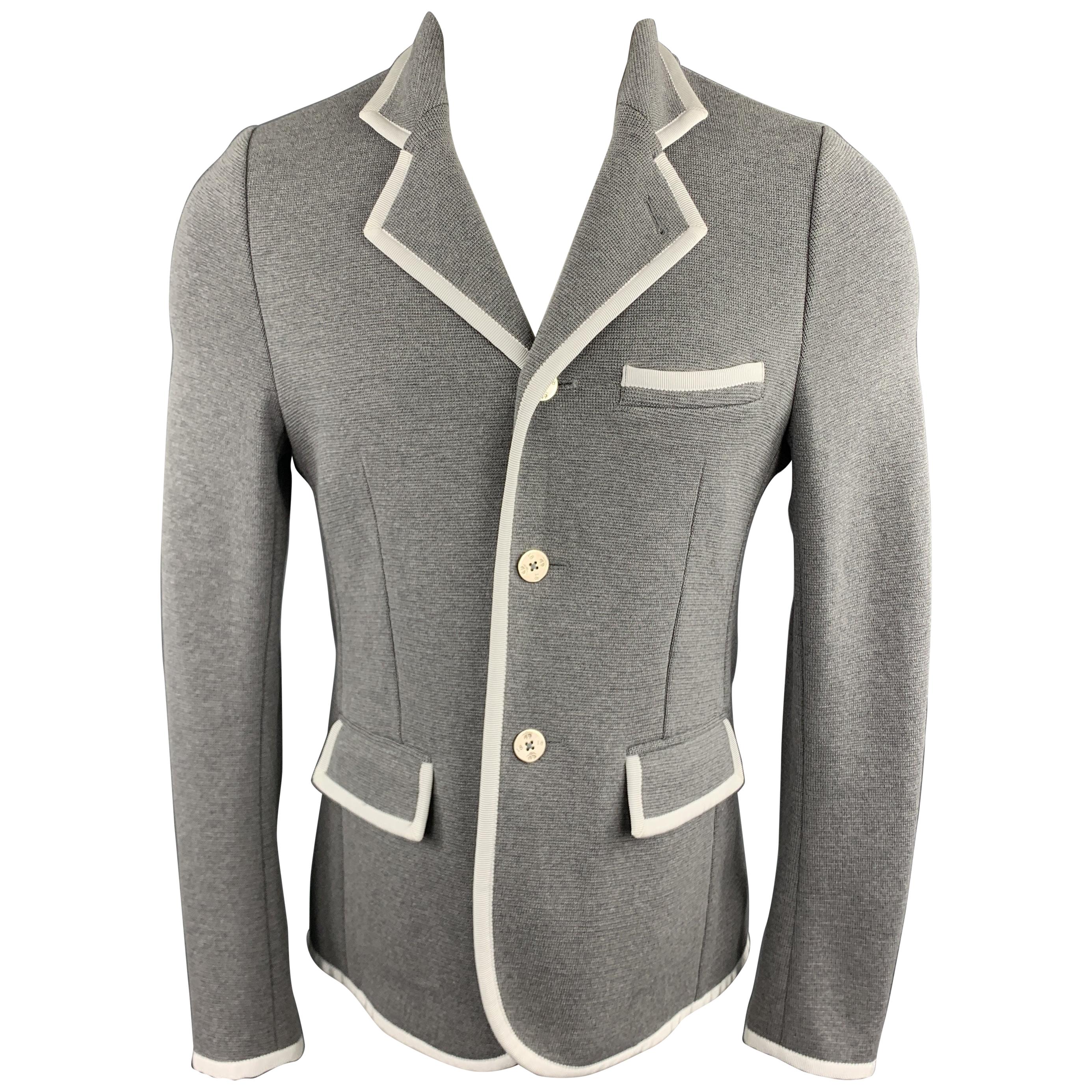 BLACK FLEECE Size 38 Grey Cotton Knit Contrast Trim Sport Coat