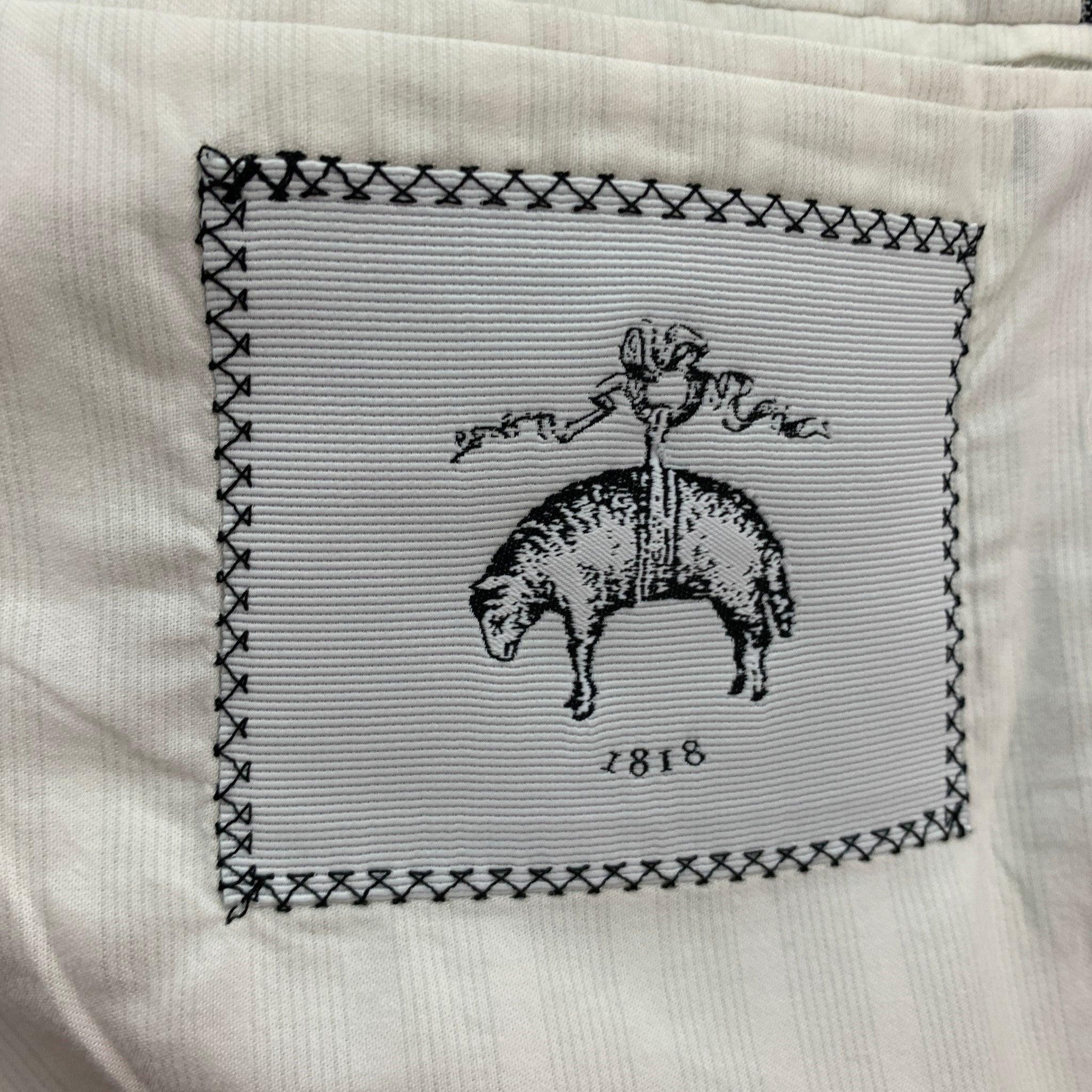 Black Fleece Taille 38 Costume gris marine blanc à carreaux en laine à revers échancré en vente 4