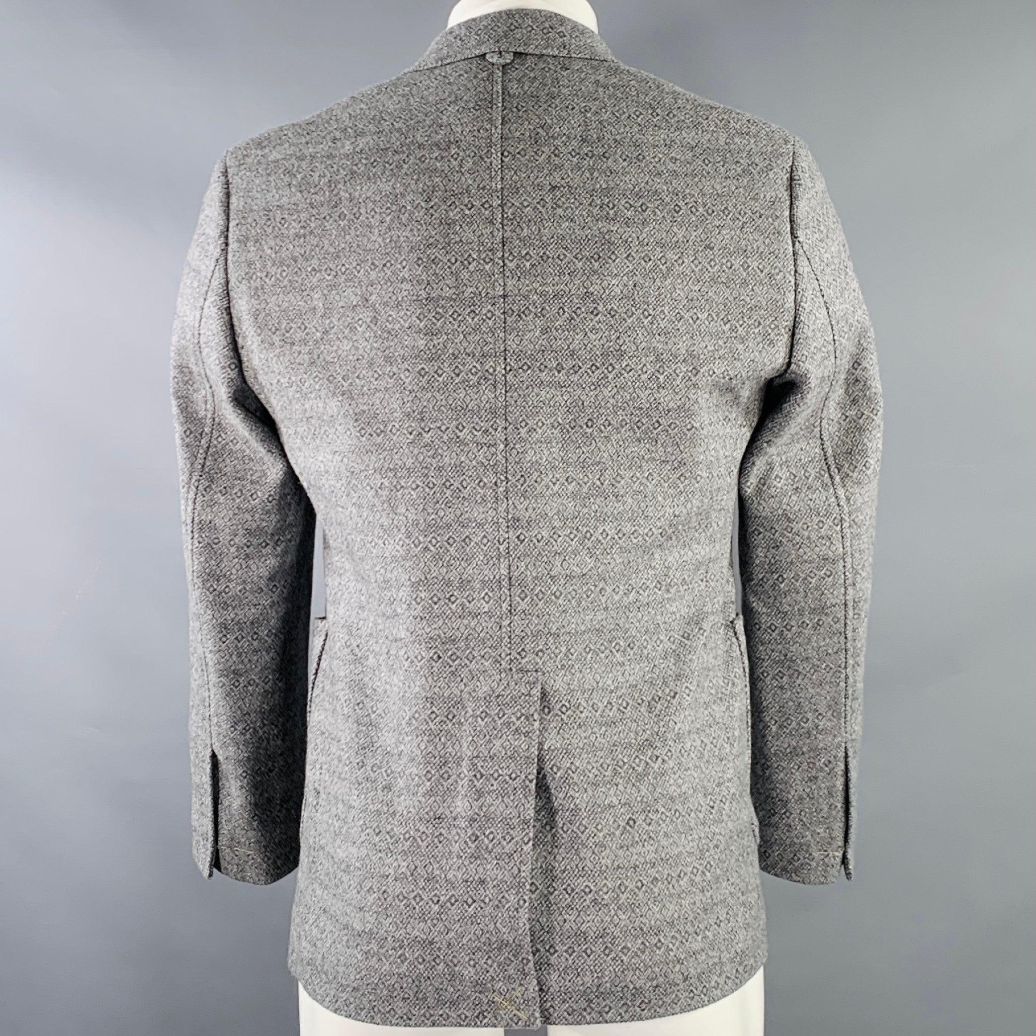 NEGRO FLEECE Talla 38 Gris Patrón Lana Solapa Muesca Abrigo Deportivo en Excelente estado para la venta en San Francisco, CA