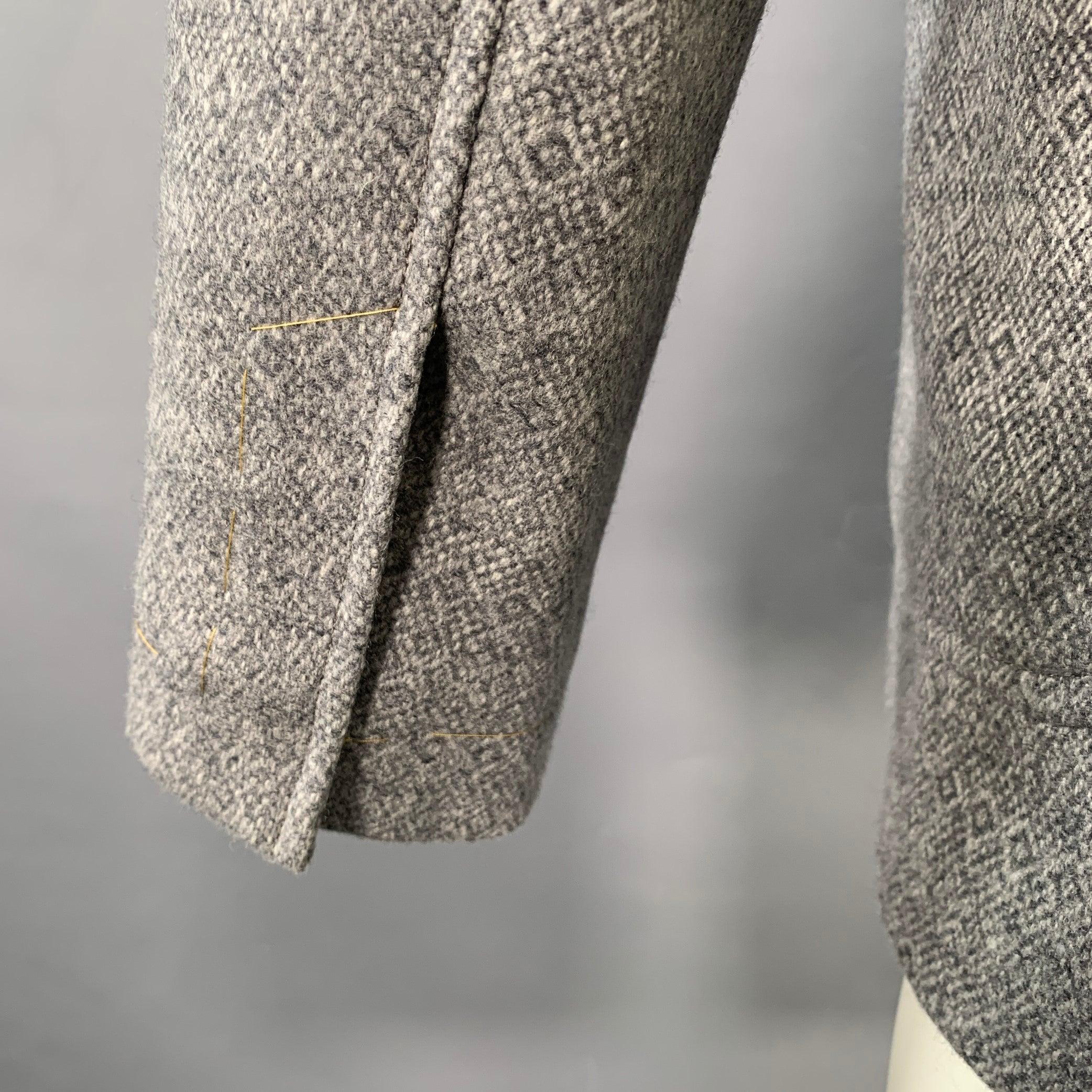 De los hombres NEGRO FLEECE Talla 38 Gris Patrón Lana Solapa Muesca Abrigo Deportivo en venta