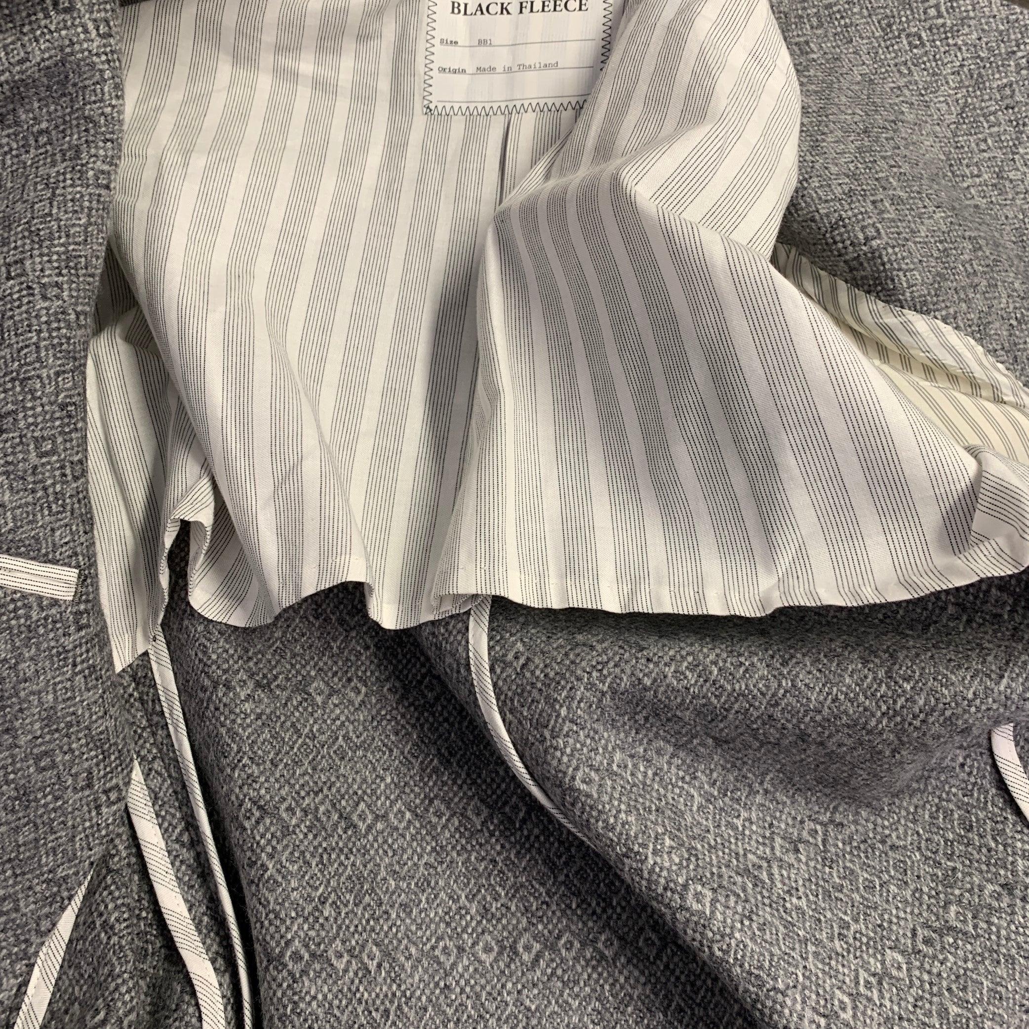 NEGRO FLEECE Talla 38 Gris Patrón Lana Solapa Muesca Abrigo Deportivo en venta 3