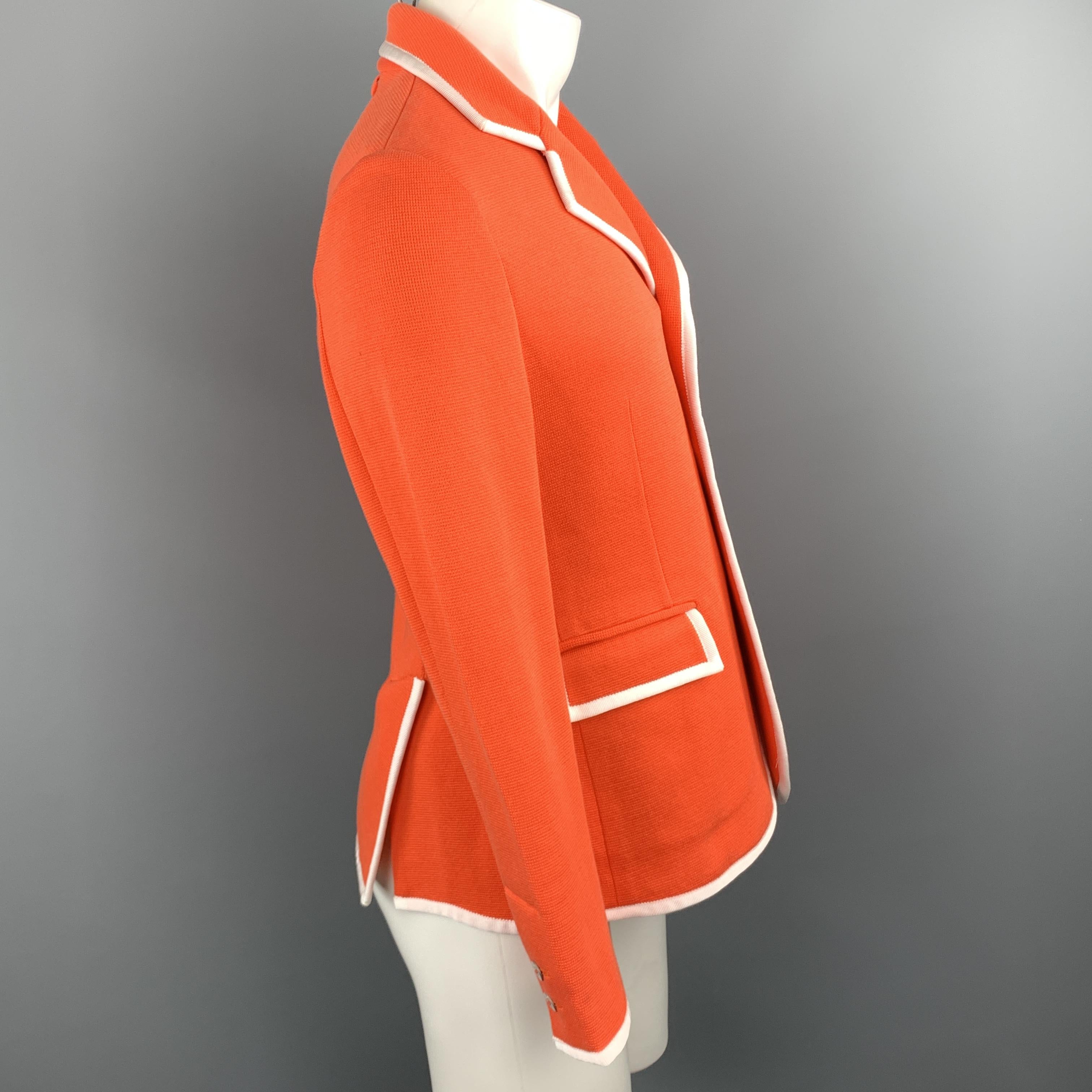 Red BLACK FLEECE Size 38 Orange Cotton Knit White Contrast Piping Sport Coat
