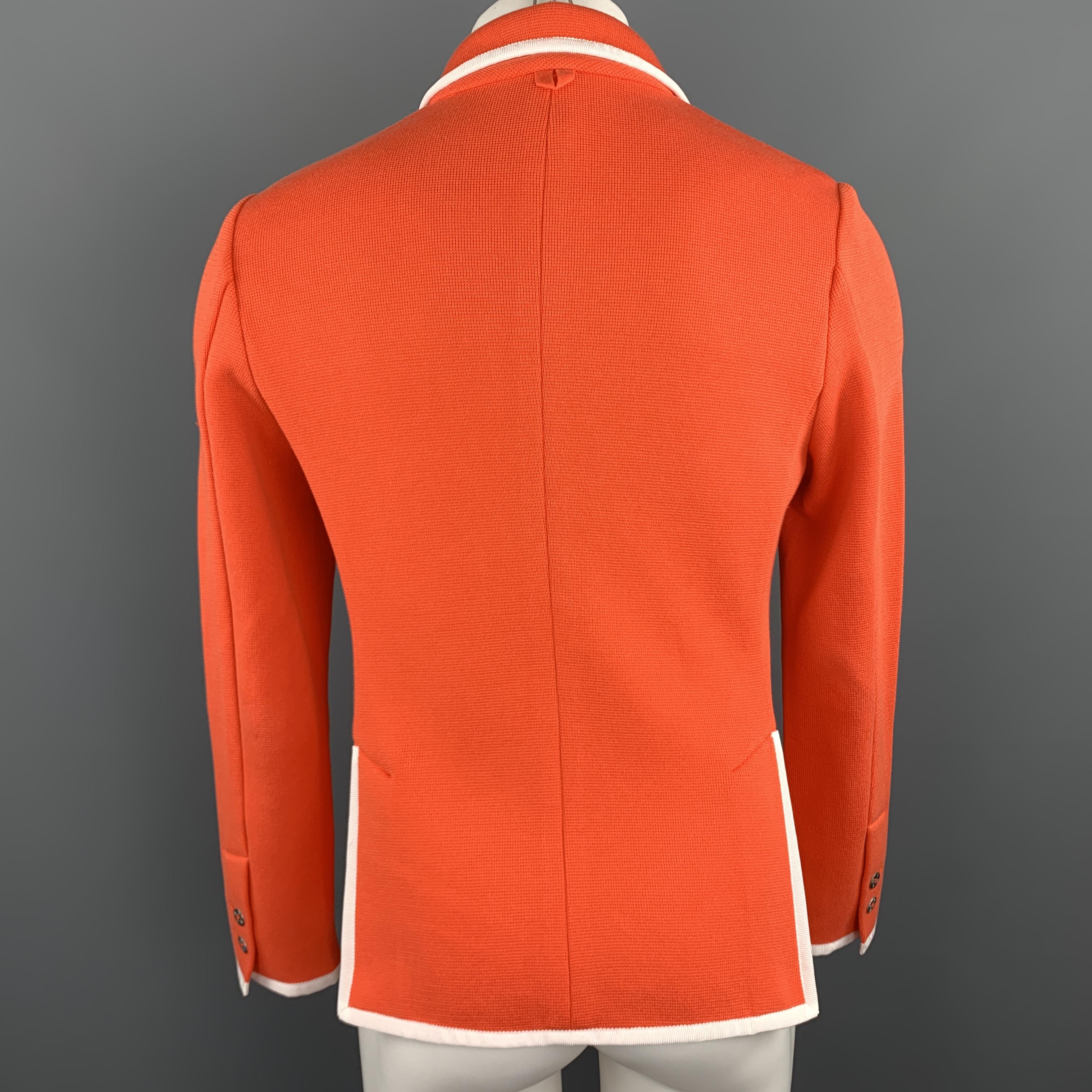 Men's BLACK FLEECE Size 38 Orange Cotton Knit White Contrast Piping Sport Coat