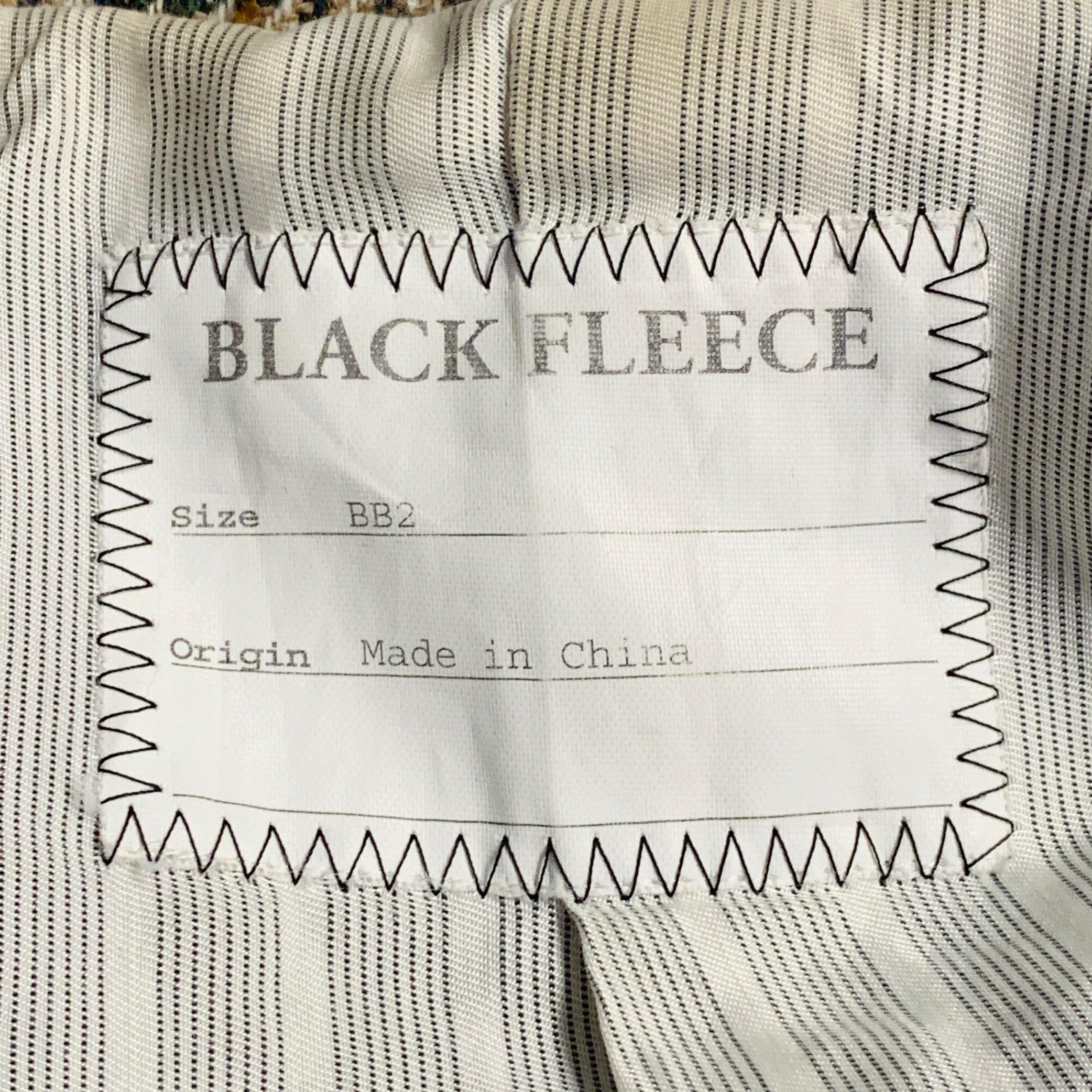 BLACK FLEECE Größe 40 Beige Mehrfarbig Hahnentritt Wolle Zweireiher Trenchcoat mit Gürtel im Angebot 1