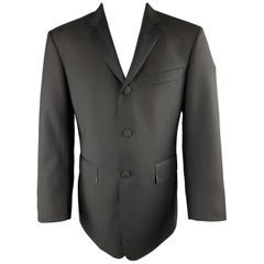 Manteau de sport en laine noire à revers en faille et à revers clouté, taille 40