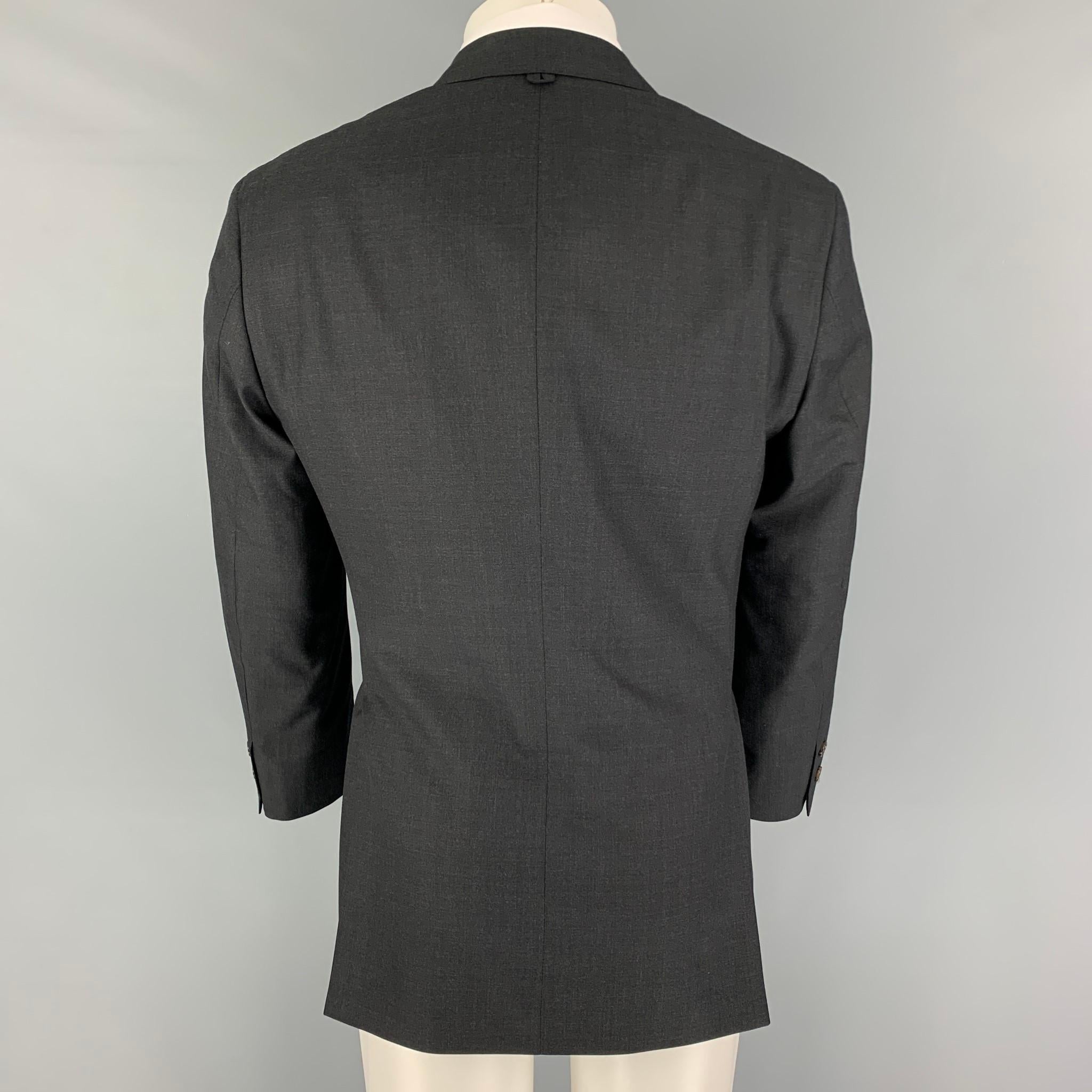 Black BLACK FLEECE Size 40 Charcoal Wool Notch Lapel Sport Coat