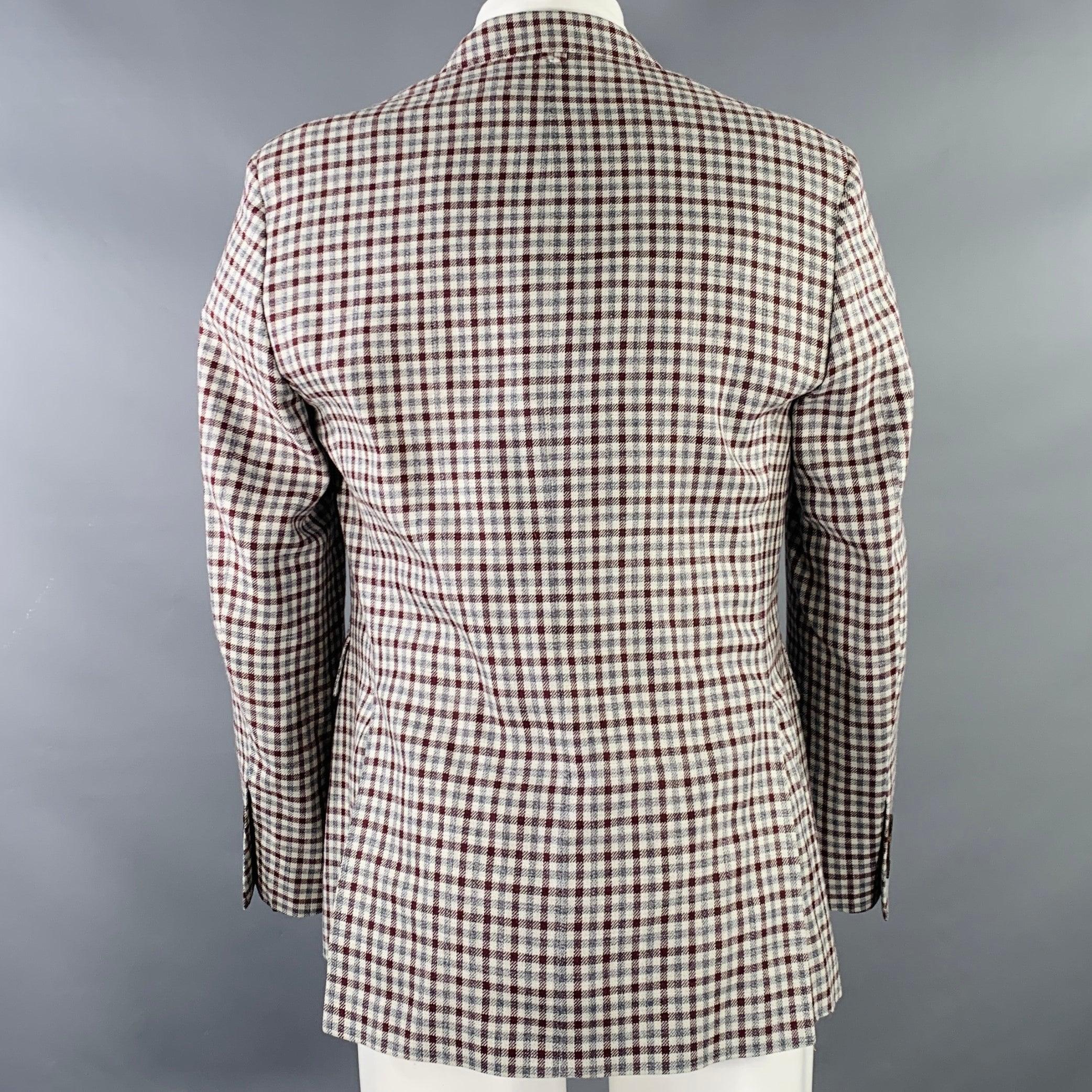 Schwarzer SCHWARzer FLEECE Sportmantel aus Wolle und Seide und Leinen in Grau und Burgunderrot, Größe 40 Herren im Angebot