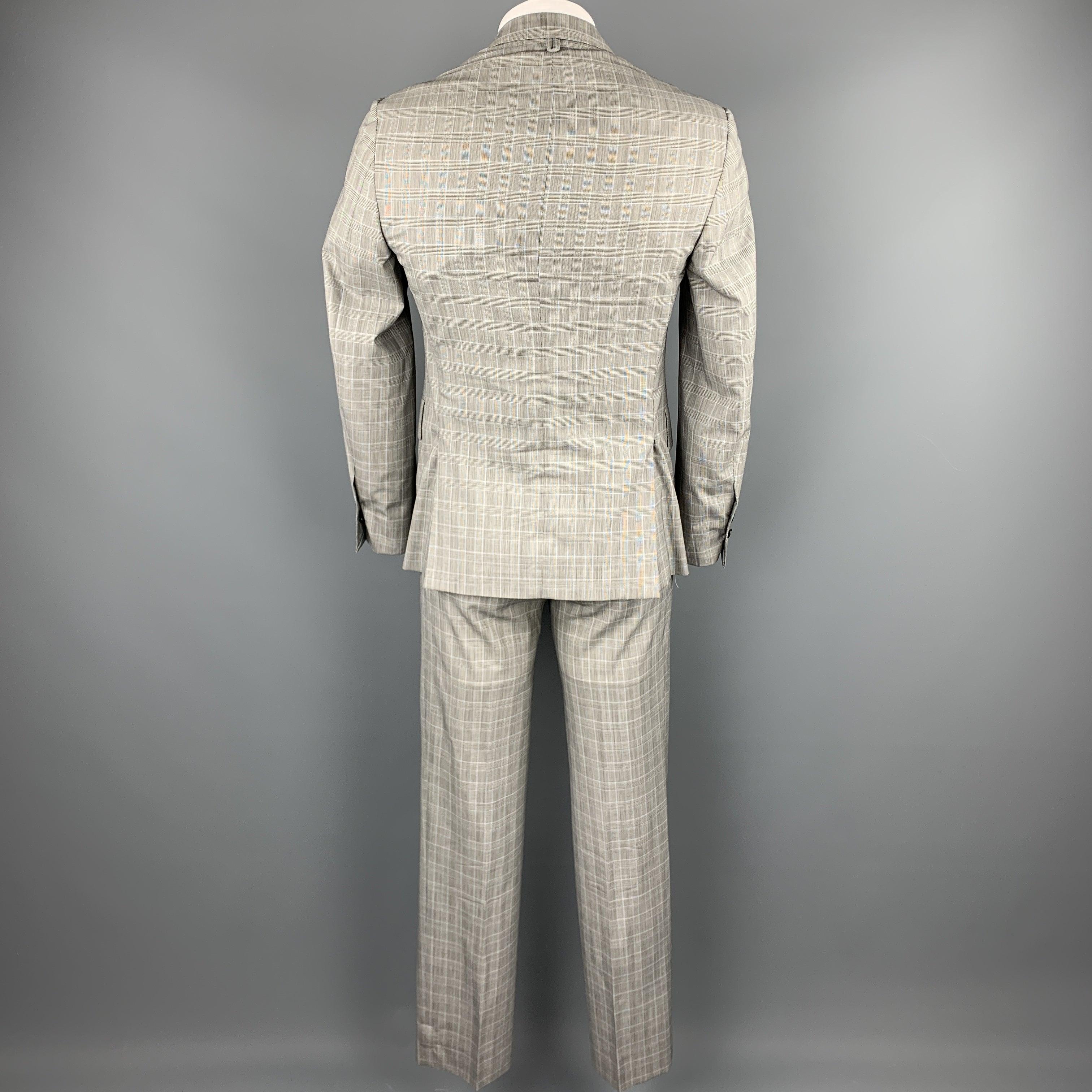 BLACK FLEECE Size 40 Grey Glenplaid Wool Notch Lapel Suit For Sale 1