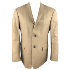 BLACK FLEECE Size 40 Khaki Linen Notch Lapel Sport Coat