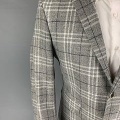 Black Fleece Taglia 40 Cappotto sportivo a quadri grigio chiaro in misto seta