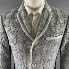 BLACK FLEECE Size 40 White Navy Plaid Cotton Polyester Sport Coat