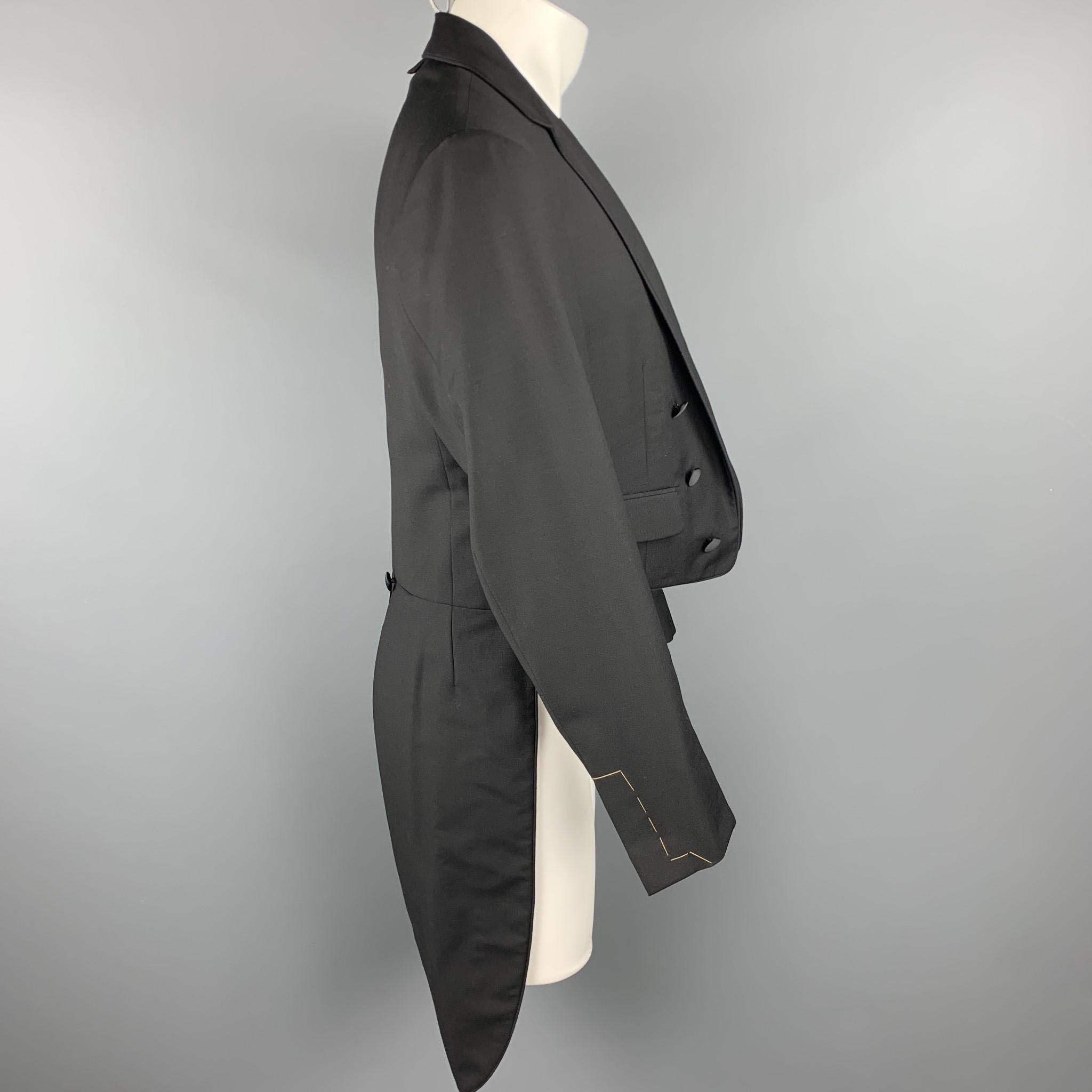 BLACK FLEECE Size 42 Black Wool Open Front Tail Coat In New Condition In San Francisco, CA