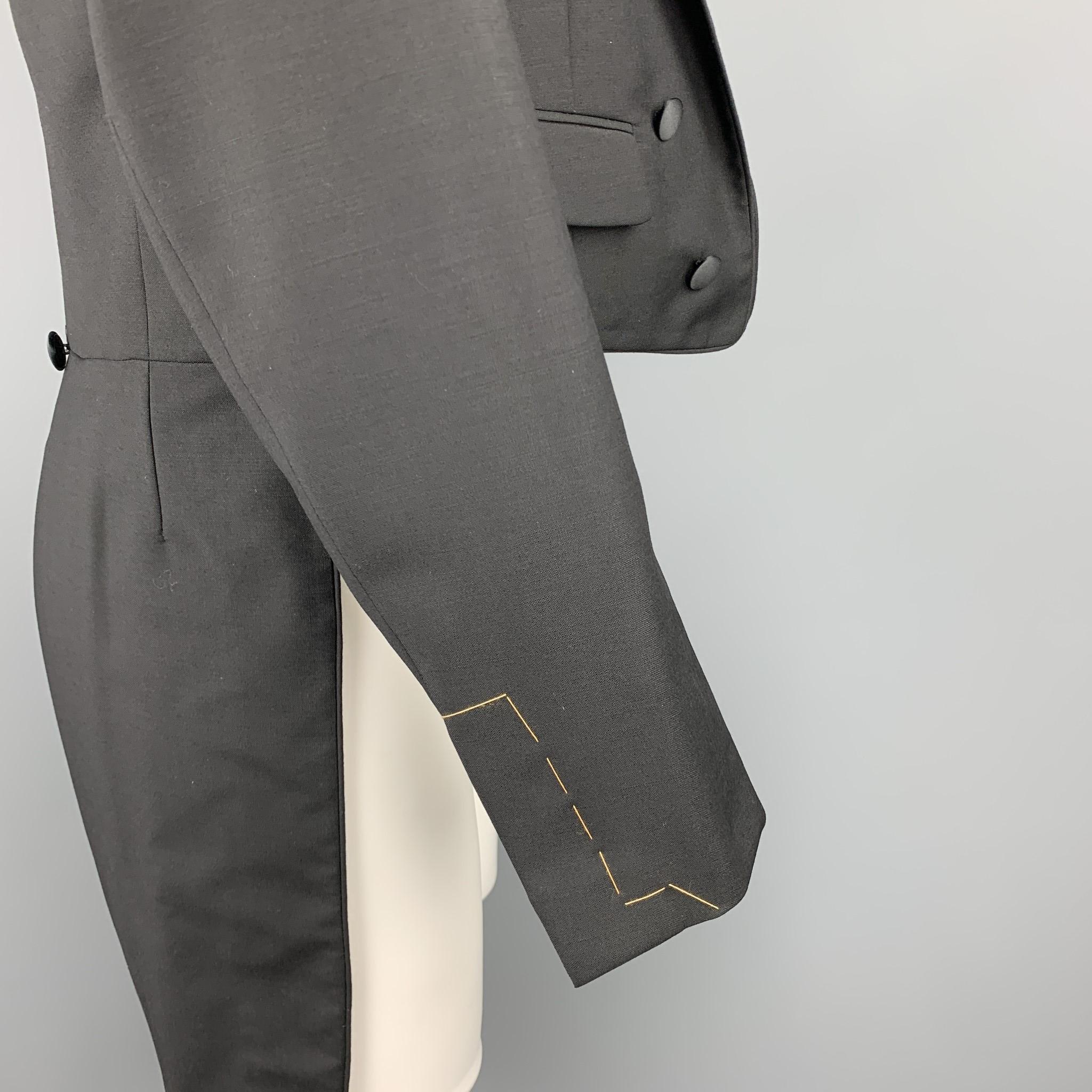 Men's BLACK FLEECE Size 42 Black Wool Open Front Tail Coat